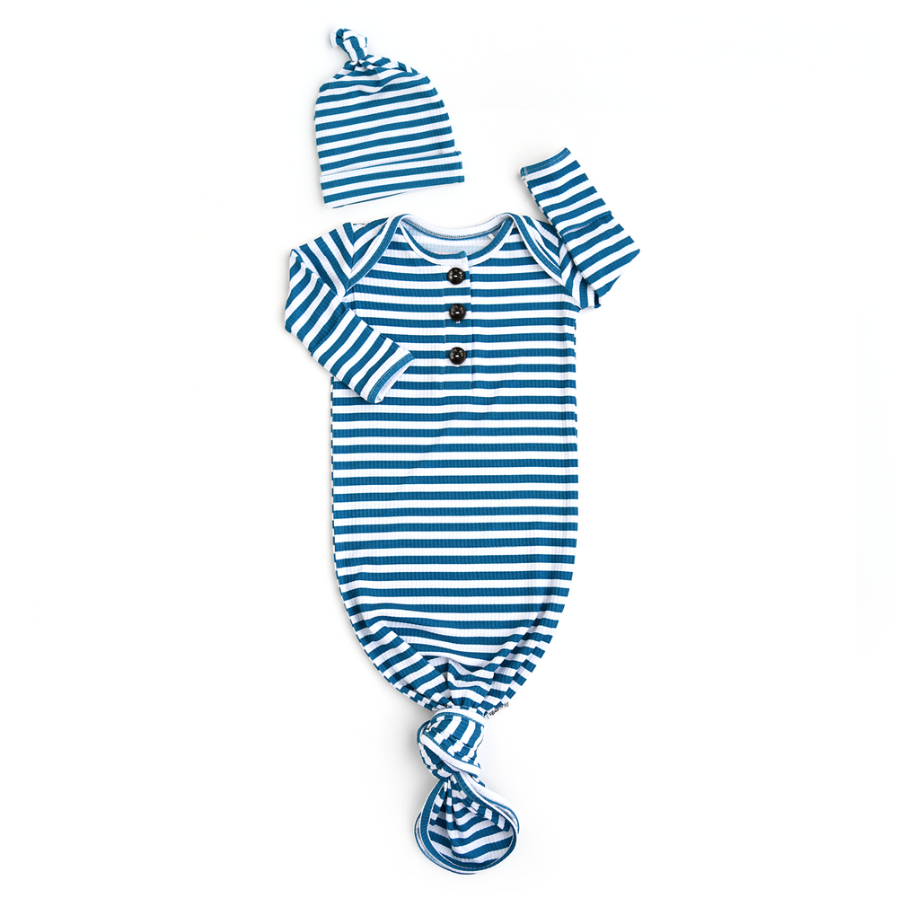 Cooper Blue Ribbed GOWN - Gigi and Max