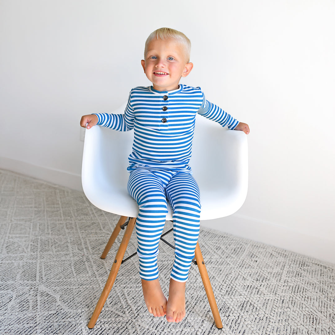 Cooper Blue Ribbed TWO PIECE - Gigi and Max