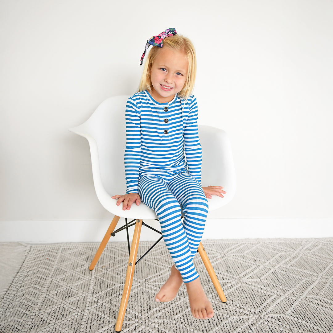 Cooper Blue Ribbed TWO PIECE - Gigi and Max