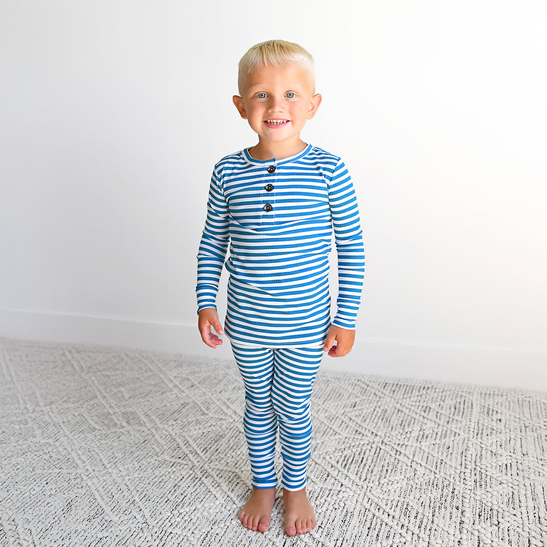 Cooper Blue Ribbed TWO PIECE - Gigi and Max