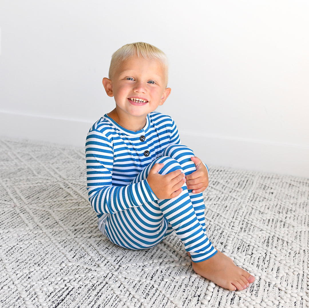 Cooper Blue Ribbed TWO PIECE - Gigi and Max