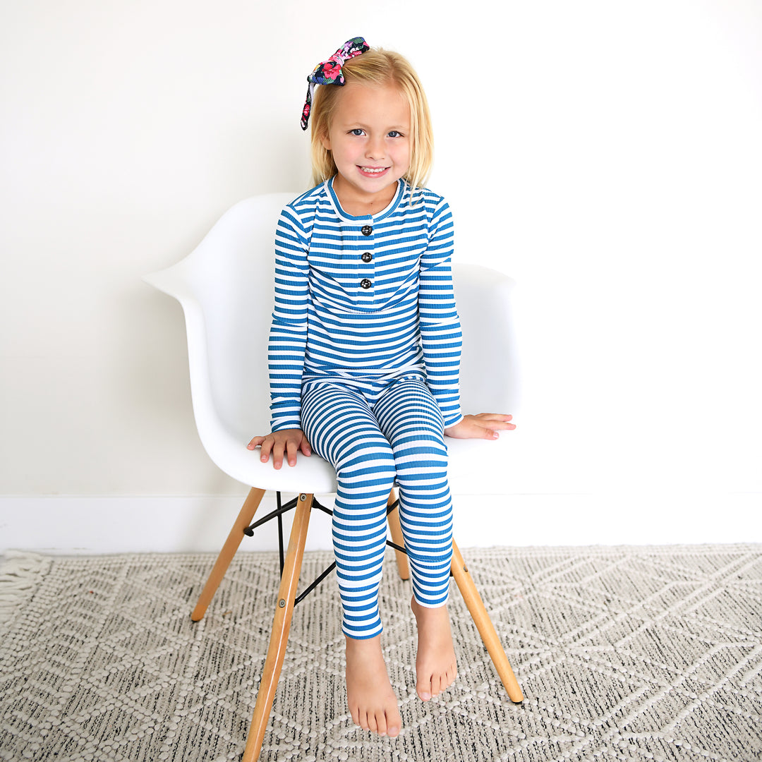 Cooper Blue Ribbed TWO PIECE - Gigi and Max