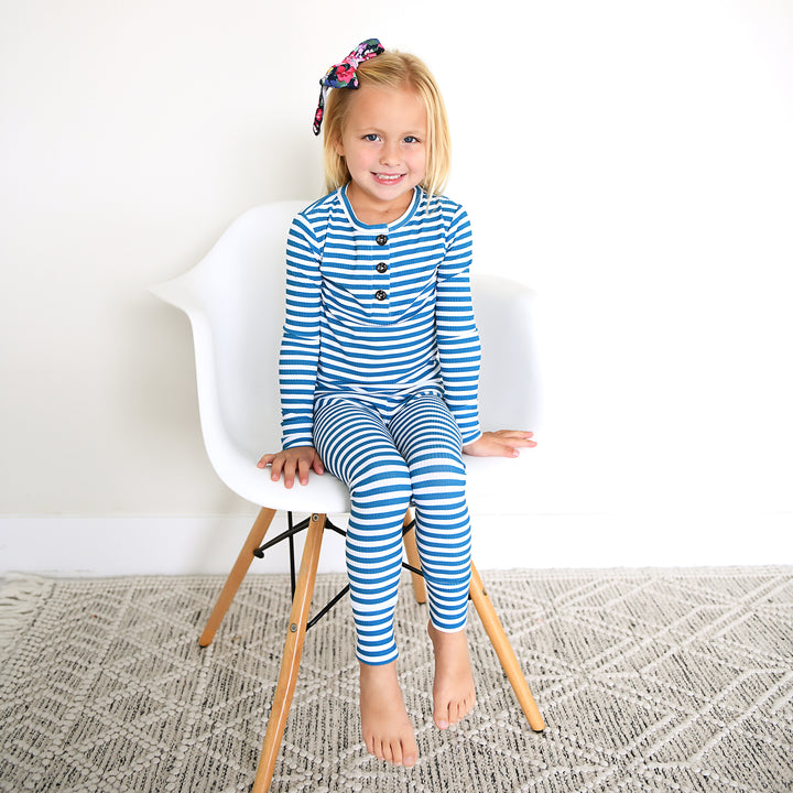 Cooper Blue Ribbed TWO PIECE - Gigi and Max