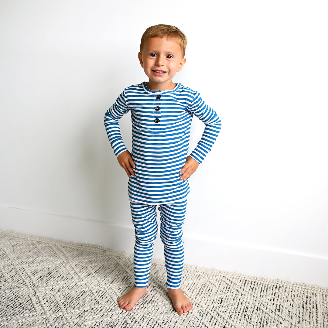 Cooper Blue Ribbed TWO PIECE - Gigi and Max