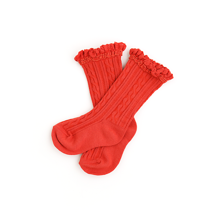 Cranberry LACE SOCKS - Gigi and Max