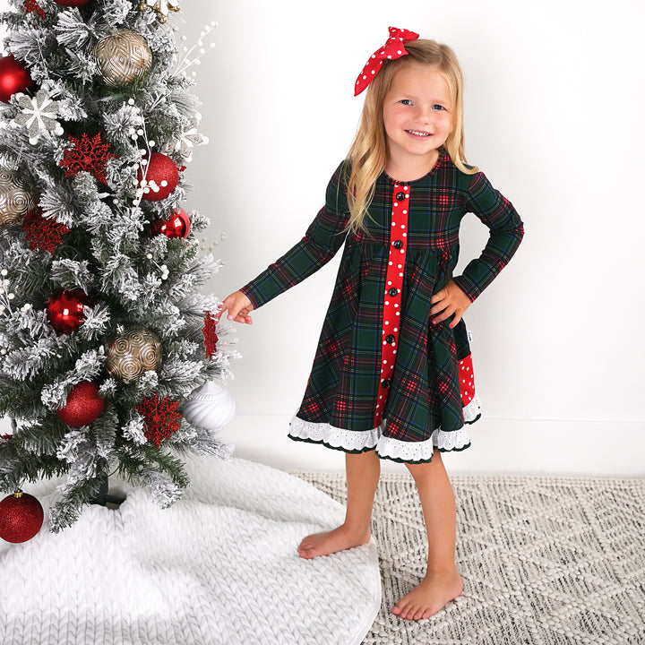 Kane Tartan & Ruby Dot BUTTON DRESS - Gigi and Max