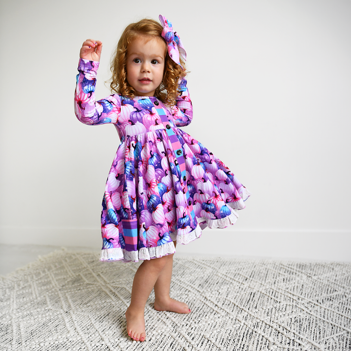 Carrie Pumpkins & Sabrina Stripe BUTTON DRESS - Gigi and Max