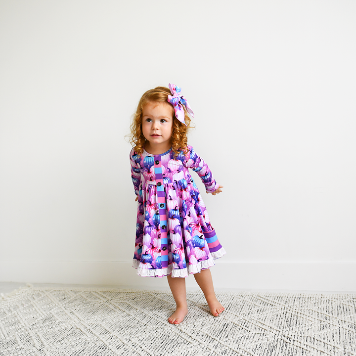 Carrie Pumpkins & Sabrina Stripe BUTTON DRESS - Gigi and Max