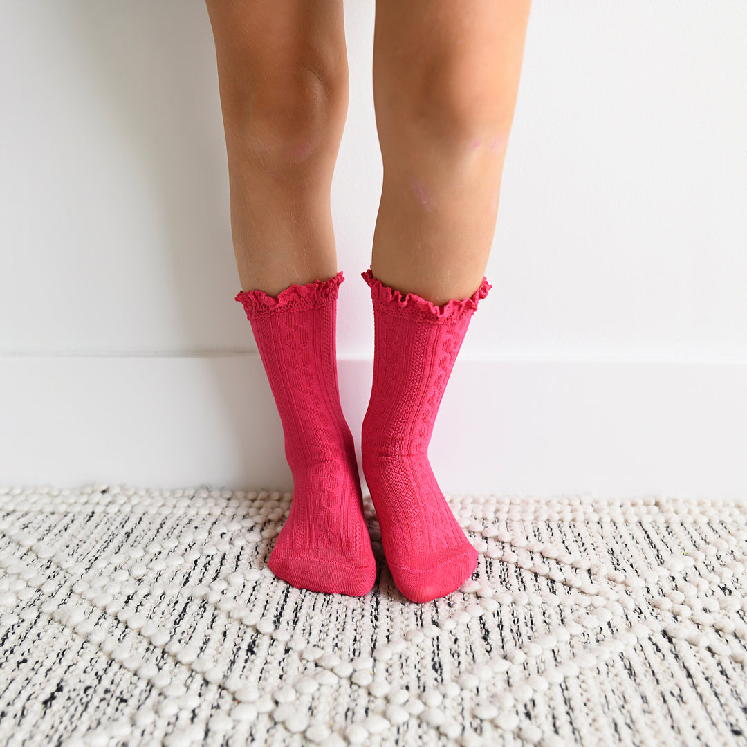 Magenta LACE SOCKS - Gigi and Max