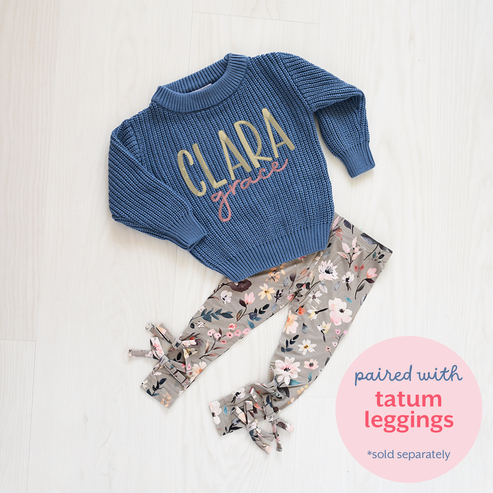 CUSTOM Steel Blue SWEATER monogram - Gigi and Max