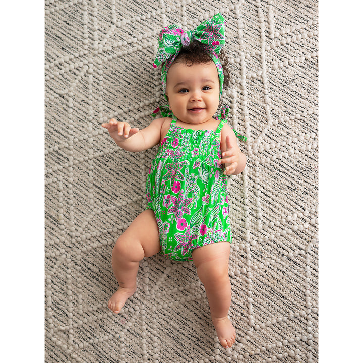 Safari SMOCKED BUBBLE ROMPER - Gigi and Max