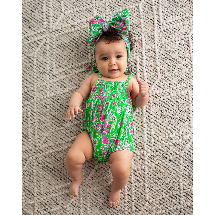 Safari SMOCKED BUBBLE ROMPER - Gigi and Max