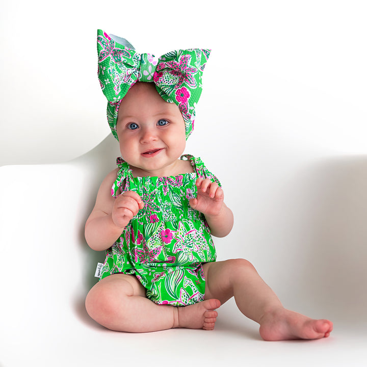 Safari SMOCKED BUBBLE ROMPER - Gigi and Max