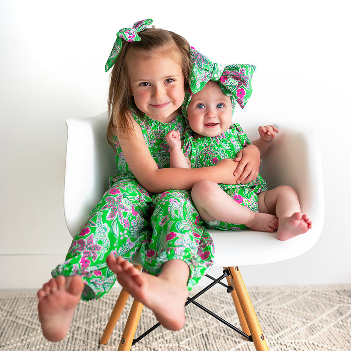 Safari SMOCKED BUBBLE ROMPER - Gigi and Max