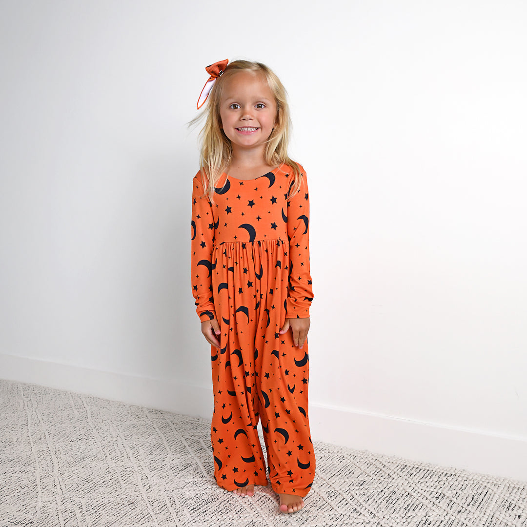 Blaise Orange Moon WIDE LEG ROMPER - Gigi and Max