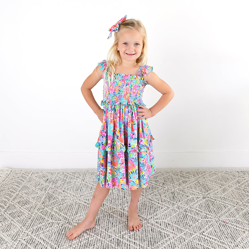 Megan Floral SMOCKED DRESS - Gigi and Max