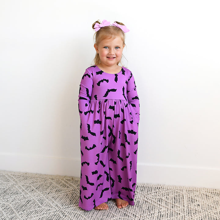 Echo Purple Bats WIDE LEG ROMPER - Gigi and Max