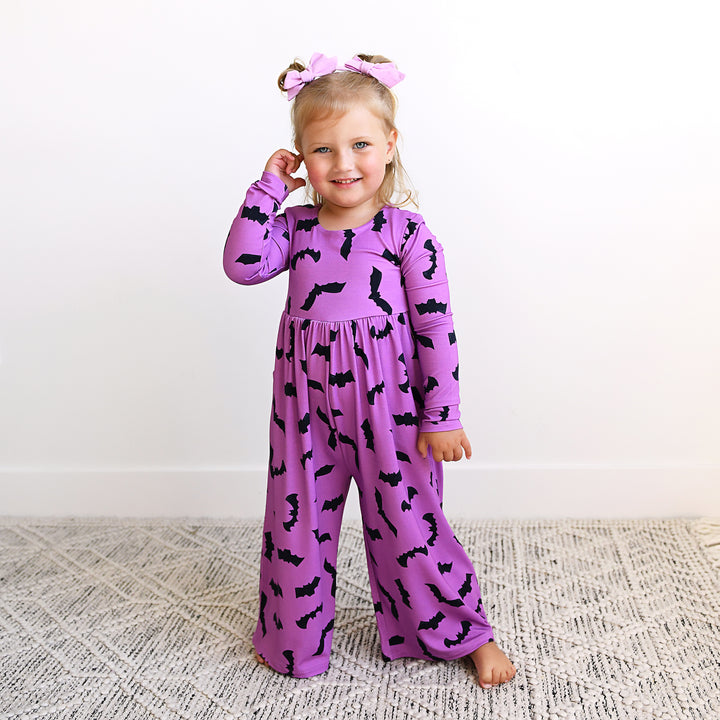 Echo Purple Bats WIDE LEG ROMPER - Gigi and Max