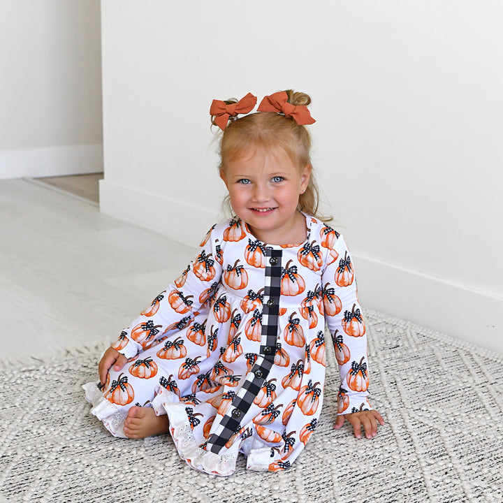 Lilith Pumpkin BUTTON DRESS - Gigi and Max