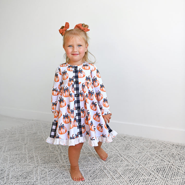 Lilith Pumpkin BUTTON DRESS - Gigi and Max