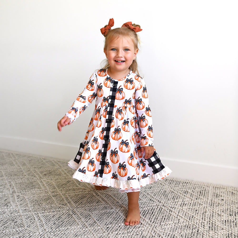 Lilith Pumpkin BUTTON DRESS - Gigi and Max