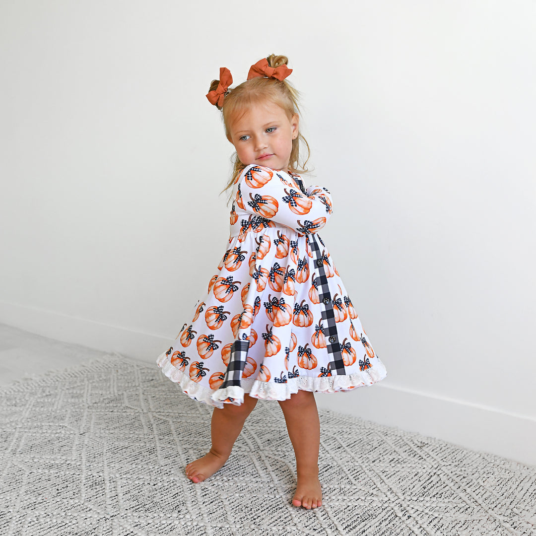Lilith Pumpkin BUTTON DRESS - Gigi and Max