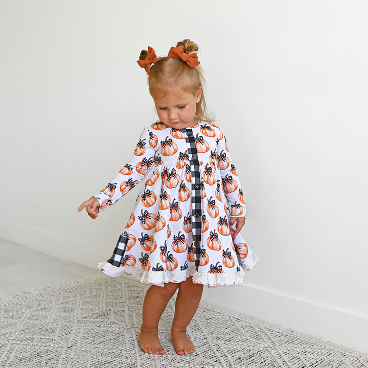 Lilith Pumpkin BUTTON DRESS - Gigi and Max