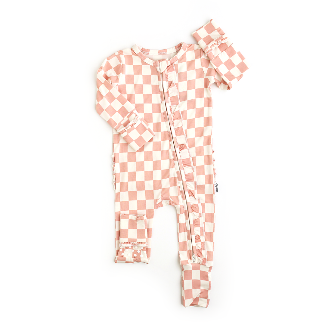 Saylor Pink Checks RUFFLE ZIP - Gigi and Max