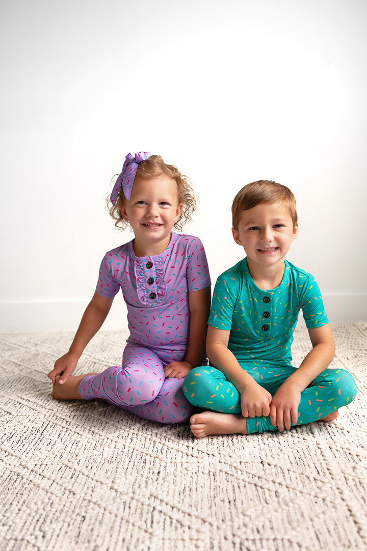 Purple Sprinkles RUFFLE TWO PIECE - Gigi and Max