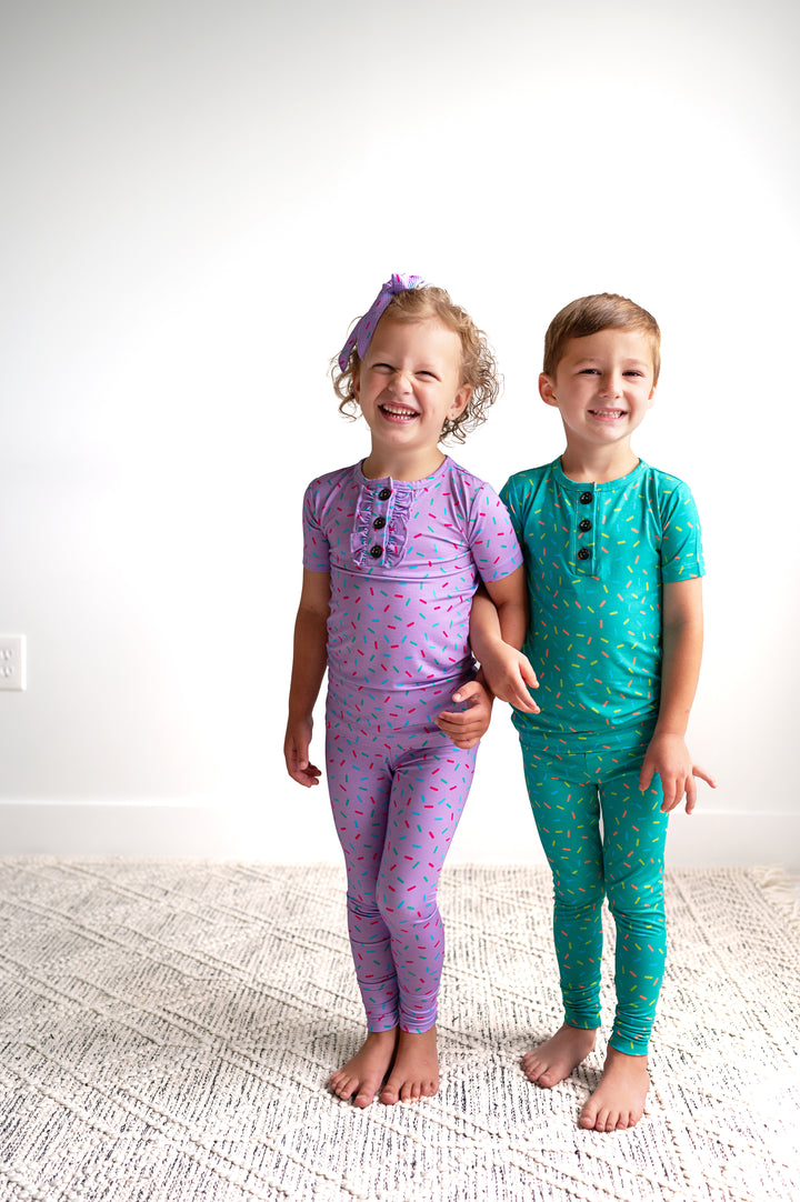 Purple Sprinkles RUFFLE TWO PIECE - Gigi and Max