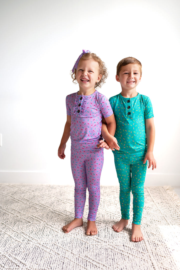 Purple Sprinkles RUFFLE TWO PIECE - Gigi and Max