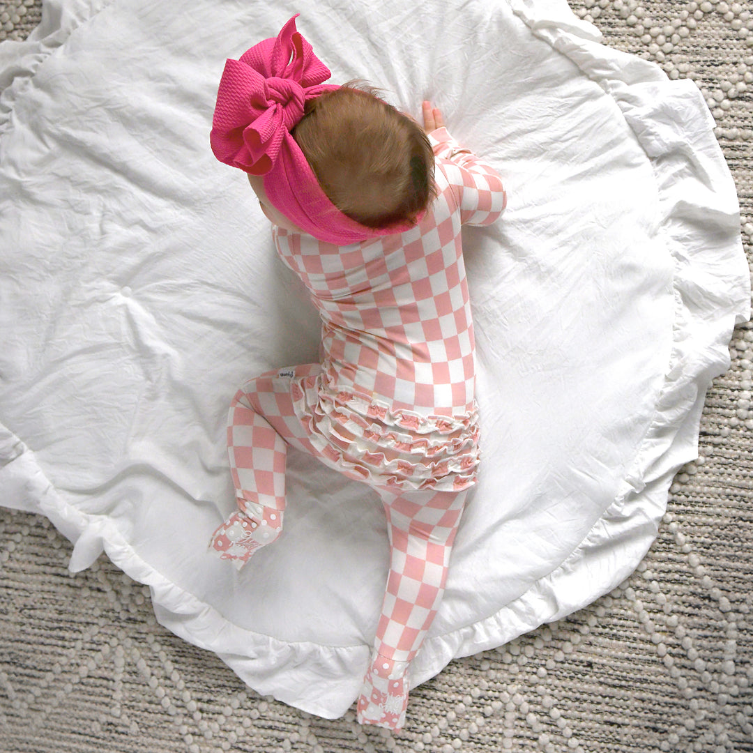 Saylor Pink Checks RUFFLE ZIP - Gigi and Max