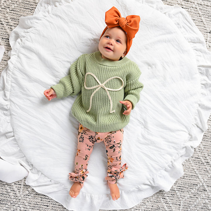 Flora Light Pink BOW LEGGINGS - Gigi and Max