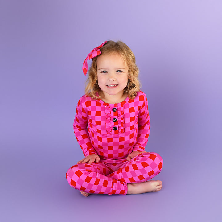 Sydney Pink Checks RUFFLE TWO PIECE - Gigi and Max