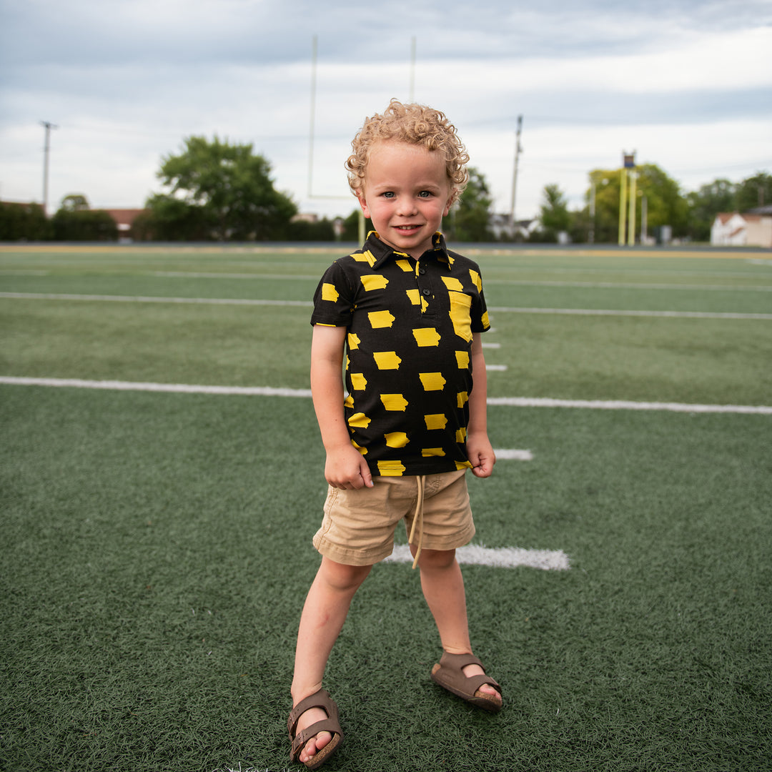 Iowa Black & Gold POLO SHIRT - Gigi and Max