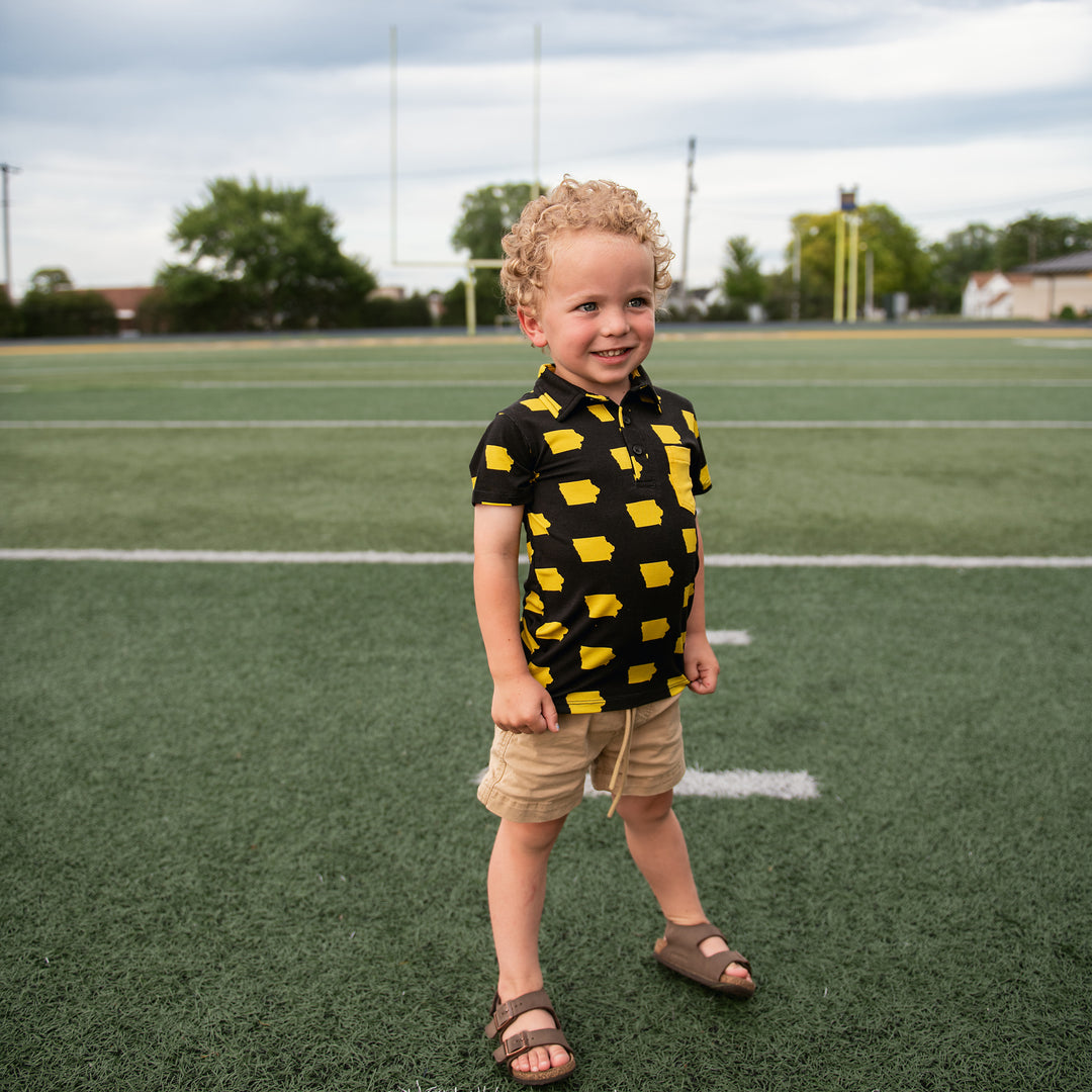 Iowa Black & Gold POLO SHIRT - Gigi and Max