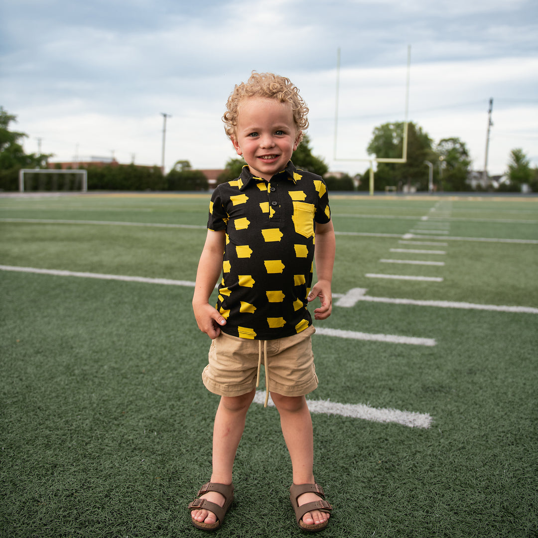 Iowa Black & Gold POLO SHIRT - Gigi and Max