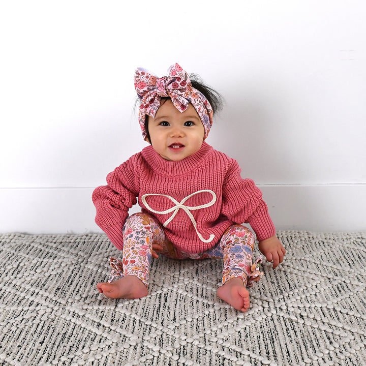 Meadow Floral Bunny BOW LEGGINGS - Gigi and Max