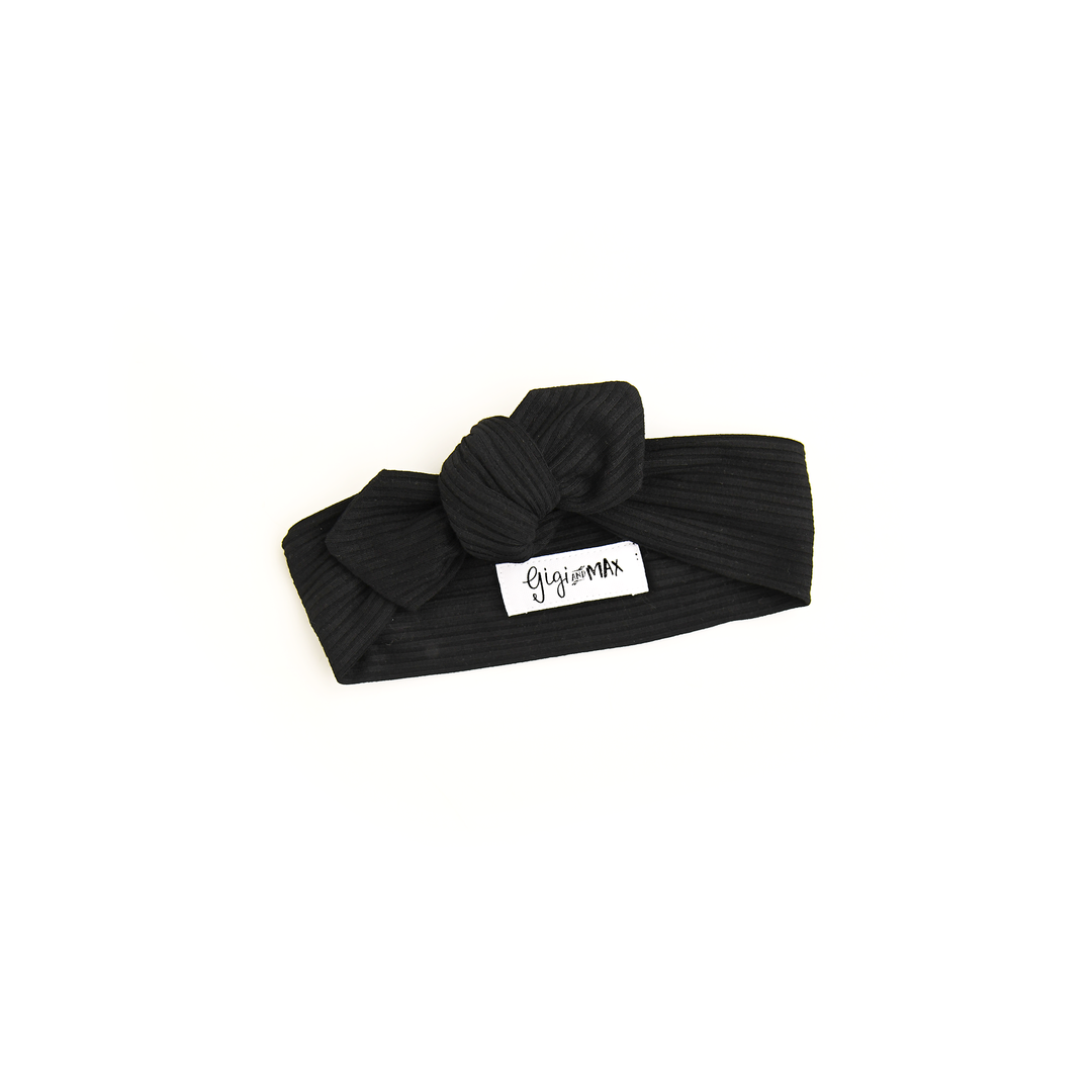 Onyx Ribbed TOPKNOT HEADBAND - Gigi and Max