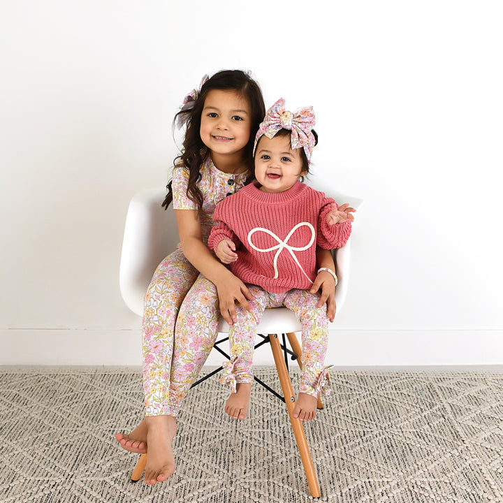Kennedy Floral BOW LEGGINGS - Gigi and Max