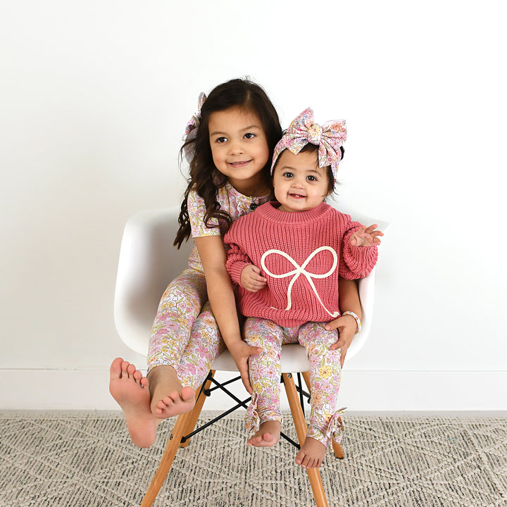 Kennedy Floral BOW LEGGINGS - Gigi and Max