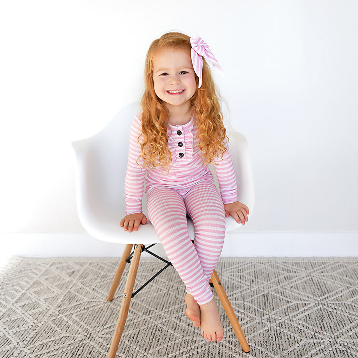 Lana Pink Ribbed RUFFLE TWO PIECE