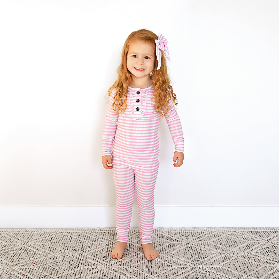 Lana Pink Ribbed RUFFLE TWO PIECE