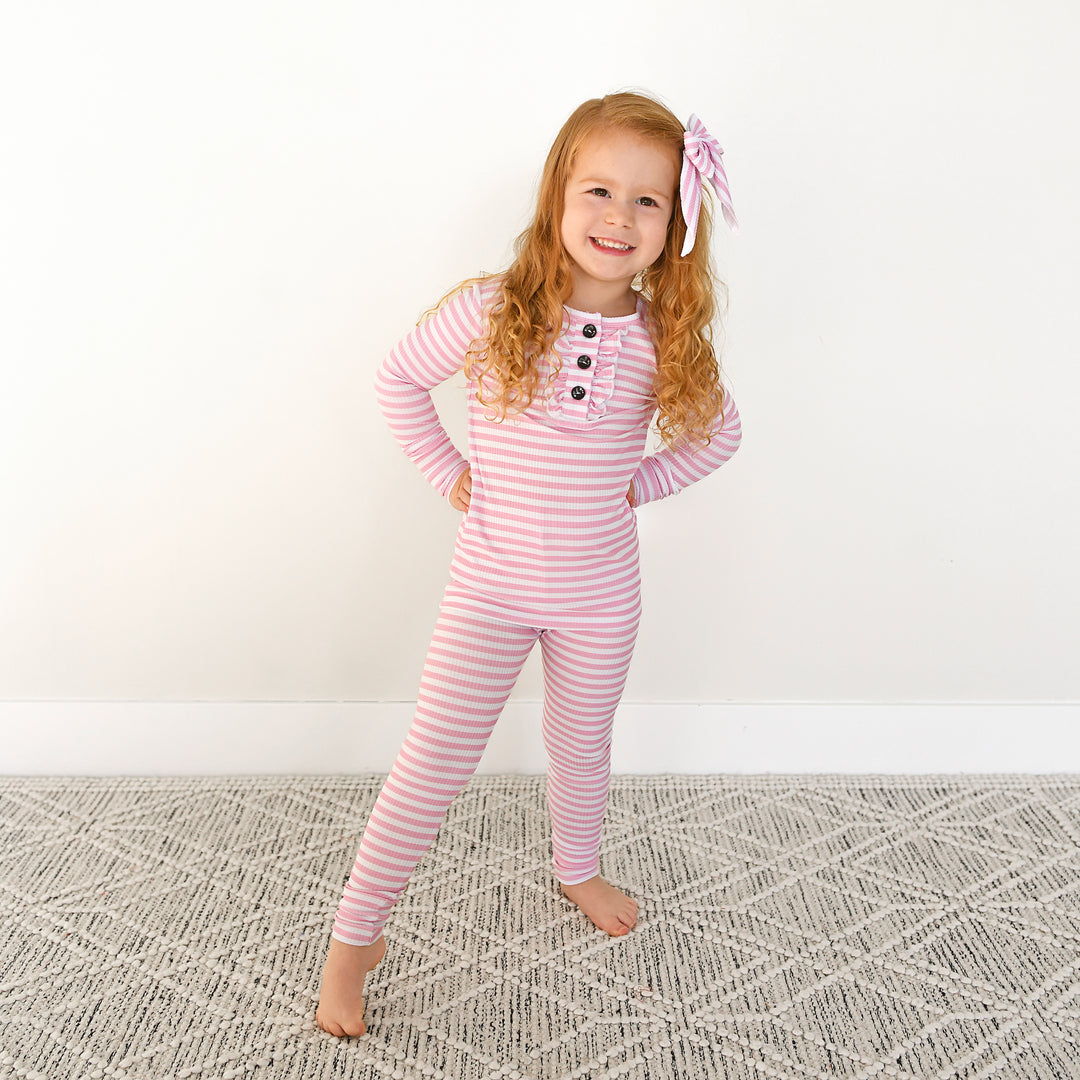 Lana Pink Ribbed RUFFLE TWO PIECE