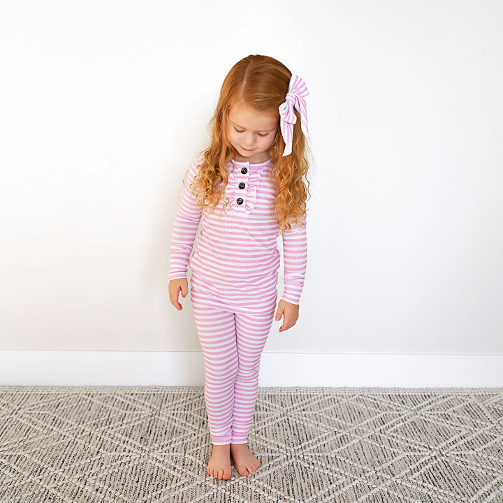 Lana Pink Ribbed RUFFLE TWO PIECE