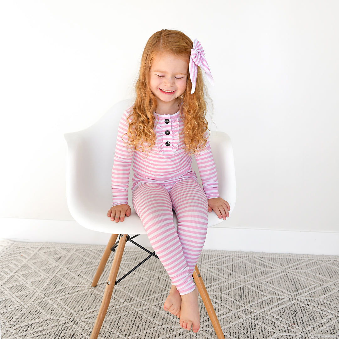 Lana Pink Ribbed RUFFLE TWO PIECE