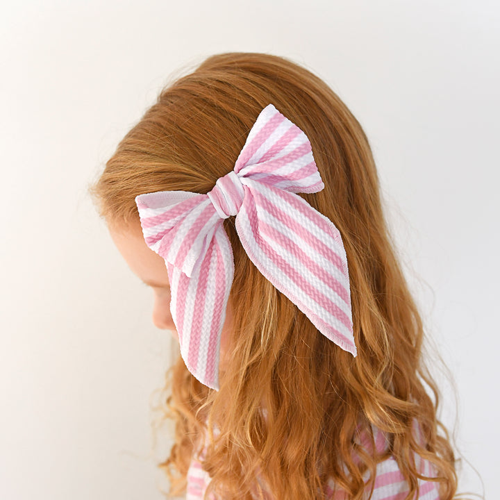 Lana Pink Stripe CLIP BOW