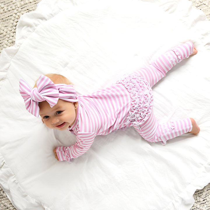 Lana Pink Ribbed RUFFLE ZIP