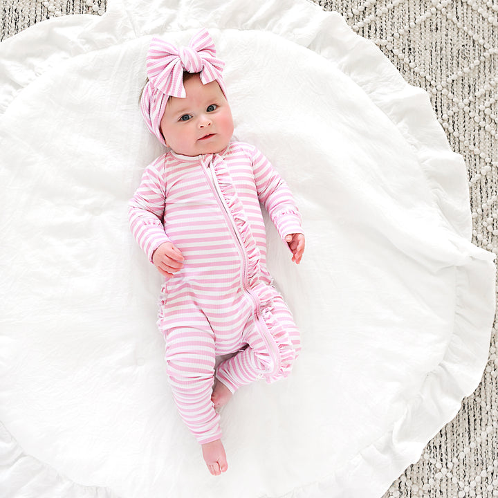 Lana Pink Ribbed RUFFLE ZIP