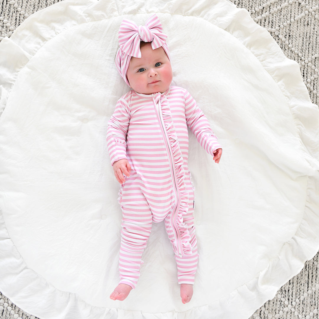 Lana Pink Ribbed RUFFLE ZIP